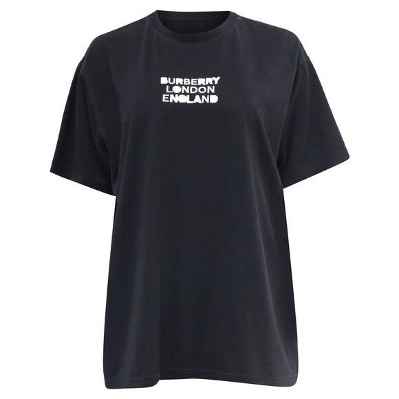 Burberry Logo-Embroidered T-Shirt in Black Cotton